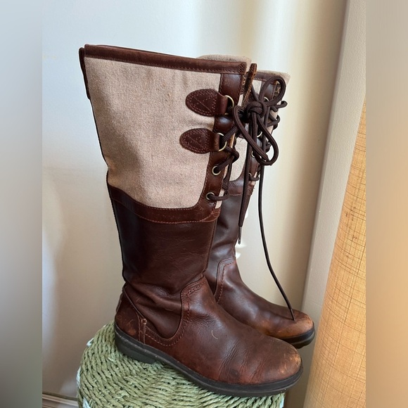 UGGS Leather Tall Lace up Winter Waterproof Boots - Picture 2 of 14